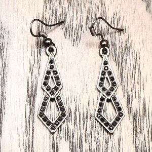 Silver earrings inlaid marcasite antique look